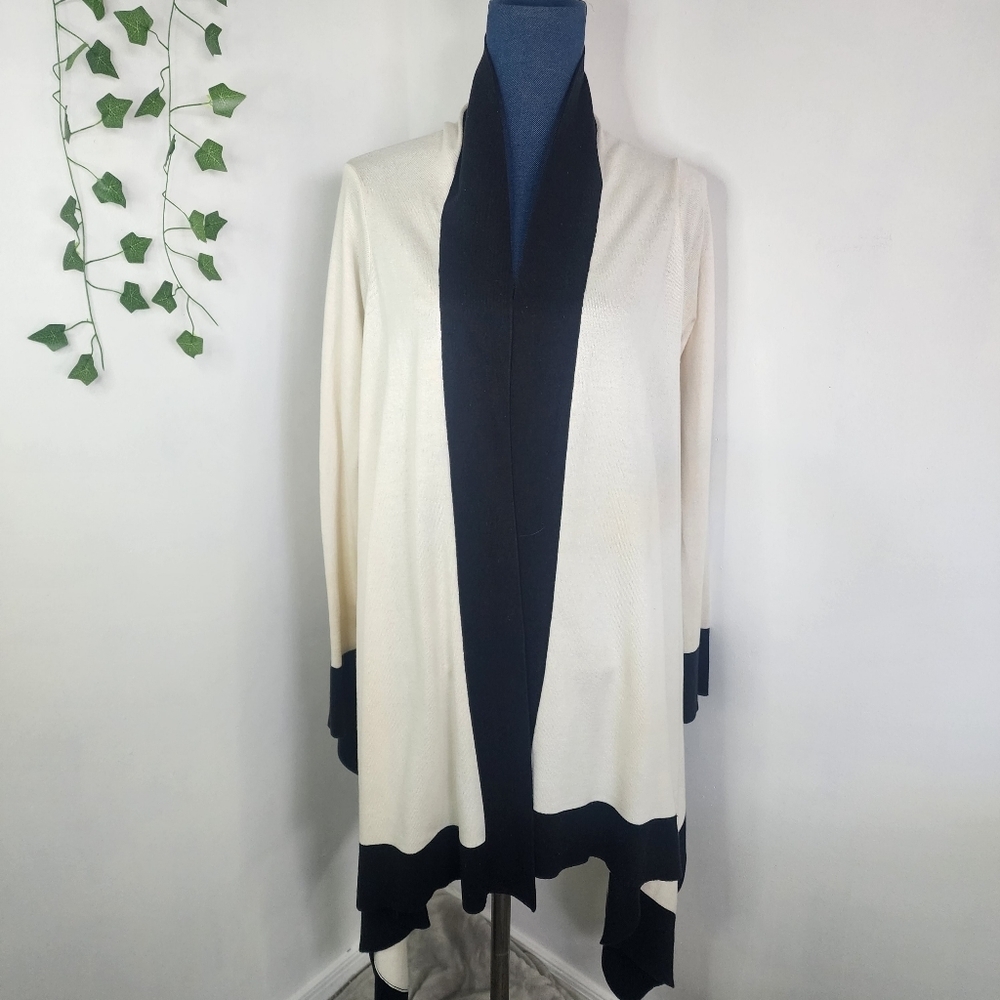 Talbots Lux Silk Cashmere Blend Drape Open Front Cardigan Sweater